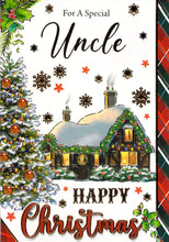 Load image into Gallery viewer, For A Special Uncle, Happy Christmas Card with Snow House Scene
