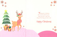 Load image into Gallery viewer, For a Special Great-Granddaughter Christmas Card, Reindeer with Hat.
