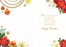 Load image into Gallery viewer, Christmas Card for Sister, Festive Floral Design, &#39;Happy Christmas&#39; Verse
