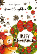 Load image into Gallery viewer, Granddaughter - Christmas Card - Floral - Bear - Multi Buy - Free Postage
