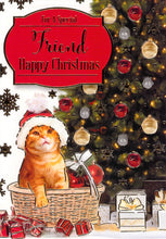 Load image into Gallery viewer, Christmas Card for a Special Friend, Cat in Basket
