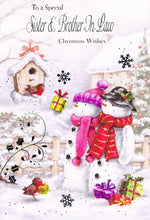 Load image into Gallery viewer, Sister &amp; Brother In Law - Christmas Card - Snowman with robin - Multi Buy - Free Postage
