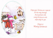 Load image into Gallery viewer, Sister &amp; Brother In Law - Christmas Card - Snowman with robin - Multi Buy - Free Postage
