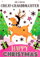 Load image into Gallery viewer, Great Granddaughter - Christmas Card - Deer - Multi Buy - Free Postage
