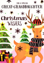 Load image into Gallery viewer, Great Granddaughter - Christmas Card - Deer - Multi Buy - Free Postage
