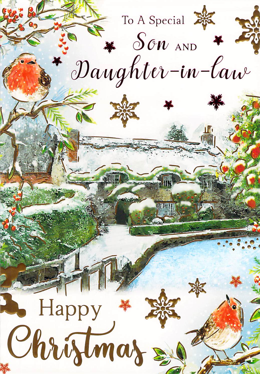 Son & Daughter In Law - Christmas Card - Robin - Multi Buy - Free Postage