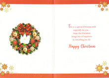 Load image into Gallery viewer, Son and Daughter-in-law Christmas Card, Wreath with Flowers.
