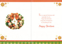 Load image into Gallery viewer, Son and Daughter-In-Law Christmas Card, Wreath and Bow Design.
