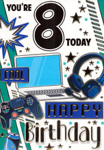 Load image into Gallery viewer, 8th Birthday Card, Gaming and Computer Theme
