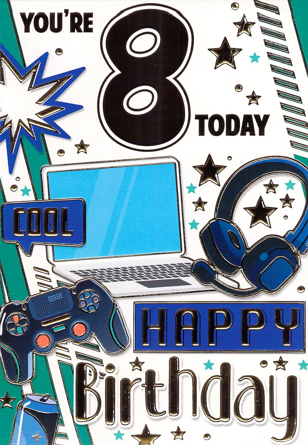 8th Birthday Card, Gaming and Computer Theme