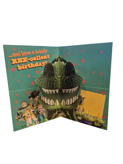 Disney Pixar Toy Story Grandson Birthday Card with 3D Pop-Up Rex Dinosaur