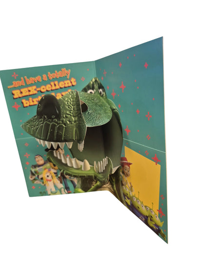 Disney Pixar Toy Story Grandson Birthday Card with 3D Pop-Up Rex Dinosaur