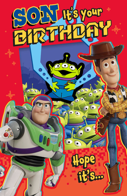 Toy Story Son Birthday Card with Alien Iron-On Patch Keepsake | Disney Pixar