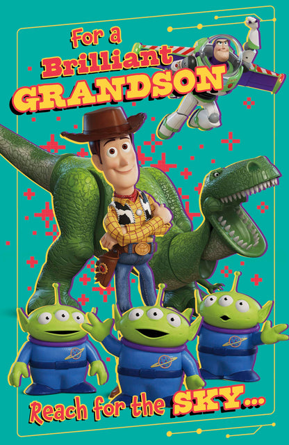 Disney Pixar Toy Story Grandson Birthday Card with 3D Pop-Up Rex Dinosaur
