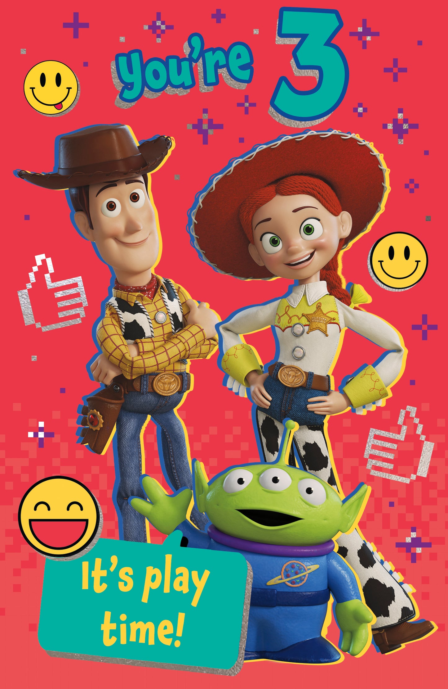 Disney Toy Story 3rd Birthday Card – Woody & Jessie Age 3 Birthday Card