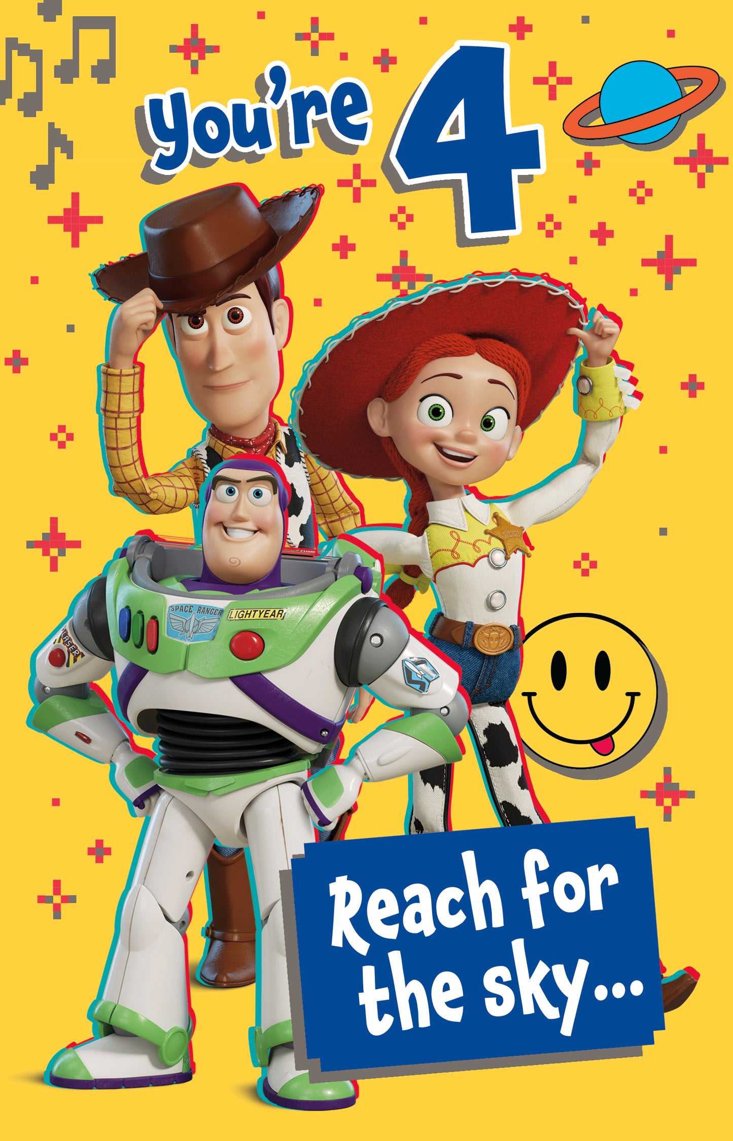 Toy Story 4th Birthday Card for Kids | Disney Pixar Buzz Woody Jessie Card