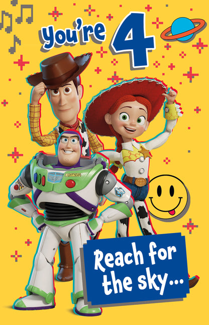 Toy Story 4th Birthday Card for Kids | Disney Pixar Buzz Woody Jessie Card