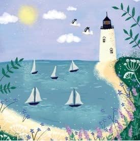 ArtEco Designs Blank Card- Lighthouse & Yachts Design - Eco-Friendly & Recyclable