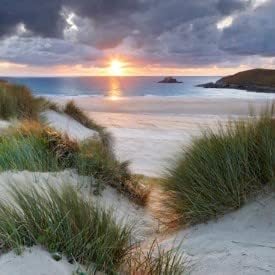 ArtEco Designs Birthday/Blank Photographic Card for Men/Women - General Male/Female Card - Sunrise at Crantock Beach, Cornwall - Eco-Friendly & Recyclable