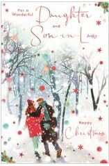 Wonderful Daughter & Son-in-Law Christmas Card – Festive Winter Scene Greeting Card KingFisher Made To Be Treasured