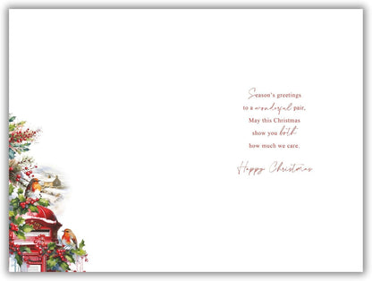 Inside of Kingfisher Brother and Sister-in-law Christmas card showing printed verse