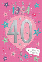 Load image into Gallery viewer, Year You Were Born Greeting Card Tri Fold - Age 40 - 40th Birthday Female
