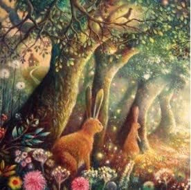 ArtEco Designs Blank Card- General Male/Female Card - 'Woodland Hares' Artistic Design -Made in the UK