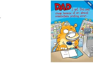 Funny Cat Father's Day Card - 'DAD Always Busy' - Humorous Ginger Cat Card with Paperwork