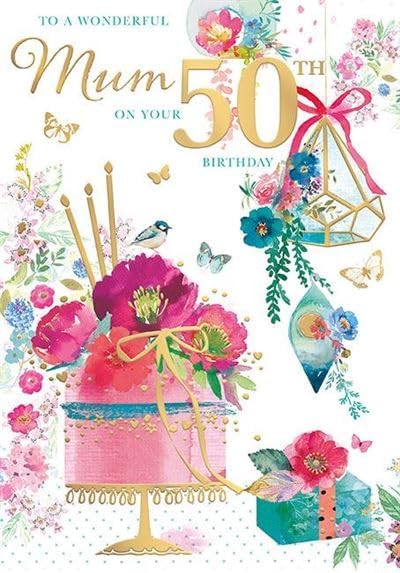 This 50th Birthday Card for Mum - Elegant Floral Design with Gold Foil Detail by Words N Wishes is a Christmas Card priced at £ 3.20 from Made To Be Treasured range. Produced by Words & Wishes for excellent quality