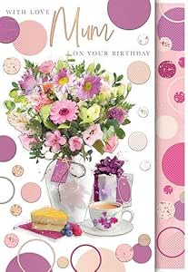Mum Birthday Card It's Your Birthday Floral Bouquet Polka Dots Greeting Card