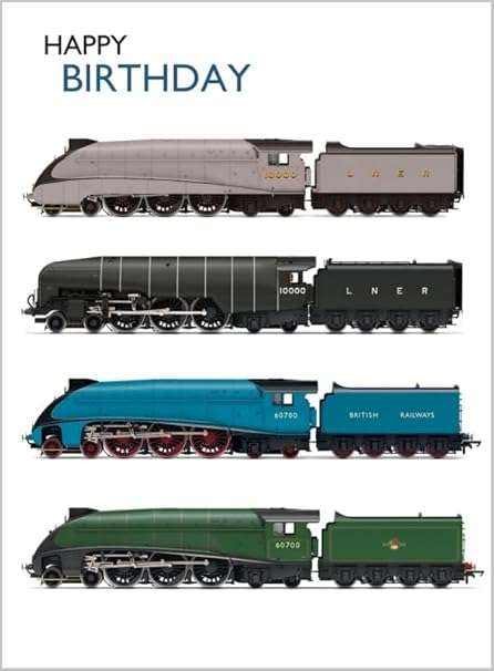 This Happy Birthday Card – Hornby Steam Trains – Featuring Top Four Engines – Made in the UK – Eco-Friendly is a Greeting Card priced at £ 3.25 from Made To Be Treasured range. Produced by Abacus Cards for excellent quality