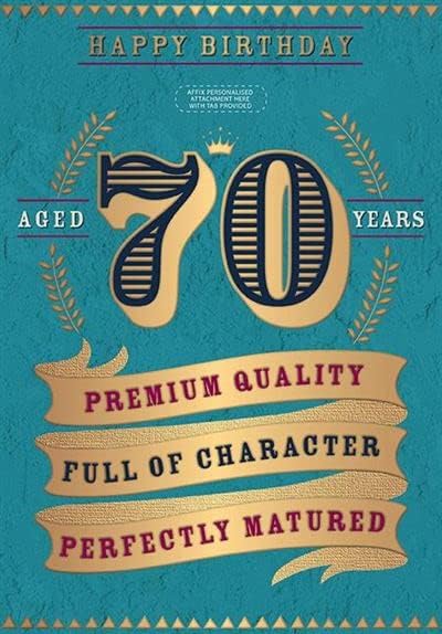 This 70th Birthday Card - Vintage Premium Design - Gold Foil Age Seventy - Milestone Birthday is a Birthday Card priced at £ 3.55 from Made To Be Treasured range. Produced by Words & Wishes for excellent quality
