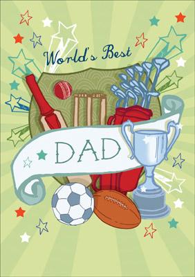 Fathers Day Greeting Card - Sport, Cricket, Rugby  - Envelope Included