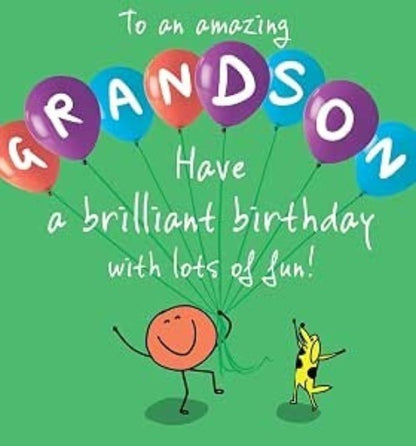 Grandson Birthday Card | Colourful Happy Birthday Card for an Amazing Grandson