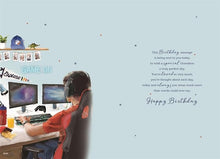 Load image into Gallery viewer, Special Grandson Birthday Card - Computer Gamer with Headphones
