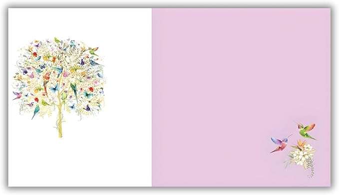 Blank Greeting Card – Colourful Tree with Birds and Butterflies – Nigel Quinney Greeting Card Nigel Quinney Made To Be Treasured