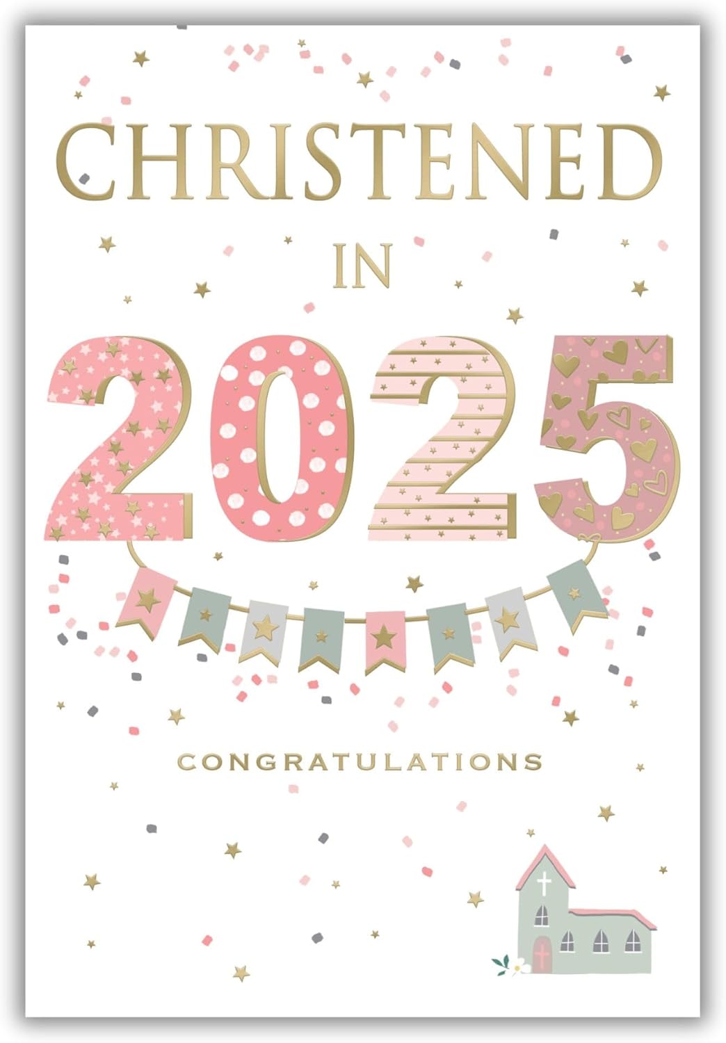 ICG 2025 Christening Card - Christened in 2025 - Eco-Friendly Card for Girls