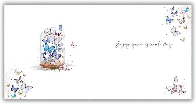 This Fabulous Birthday Card with Elegant Butterflies in Glass Dome – Nigel Quinney is a priced at £ 2.99 from Made To Be Treasured range. Produced by Nigel Quinney for excellent quality