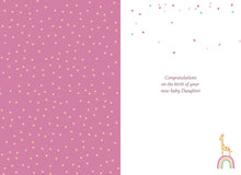 Load image into Gallery viewer, ICG 2025 Birth Congratulations Card - Born in 2025 - Baby Girl Design and Special Finishes - Eco-Friendly Card
