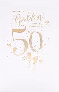 Golden Wedding Anniversary Card – 50th Celebration with Champagne Glasses | UK Greetings