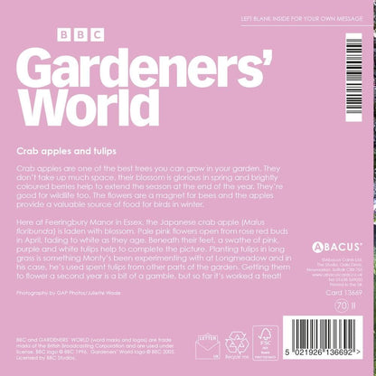 BBC Gardeners' World Crab Apples & Tulips Blank Greeting Card | Abacus Cards