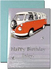 Load image into Gallery viewer, VW Campervan Birthday Card - Silver &amp; Red - Great Design
