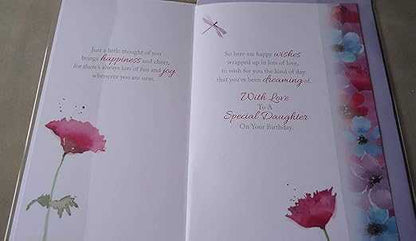 Daughter Birthday Card – Watercolour Flowers & Dragonfly Greeting Card Daughter Birthday Words n Wishes Made To Be Treasured