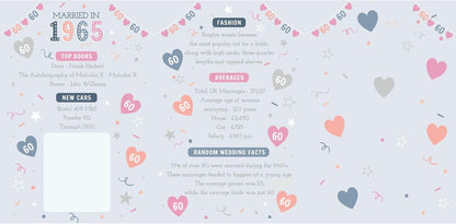 60th Diamond Wedding Anniversary Card - Married in 1965 - Tri-fold Greeting Card with Nostalgic Facts