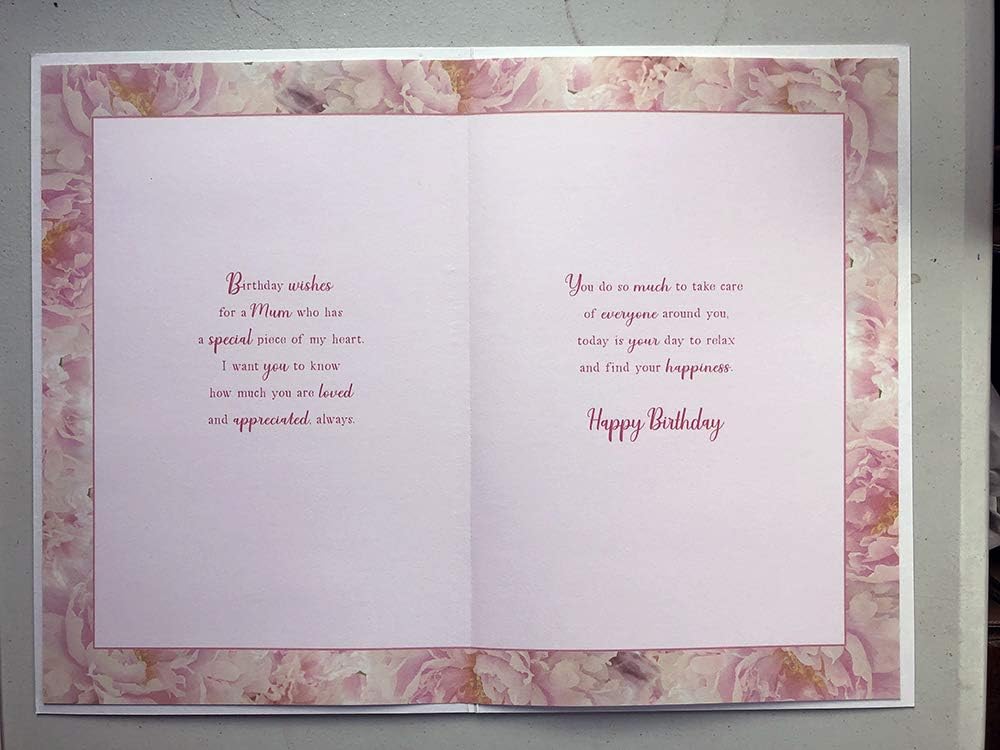 Wonderful Mum Birthday Card – Pink Floral Sentimental Verse