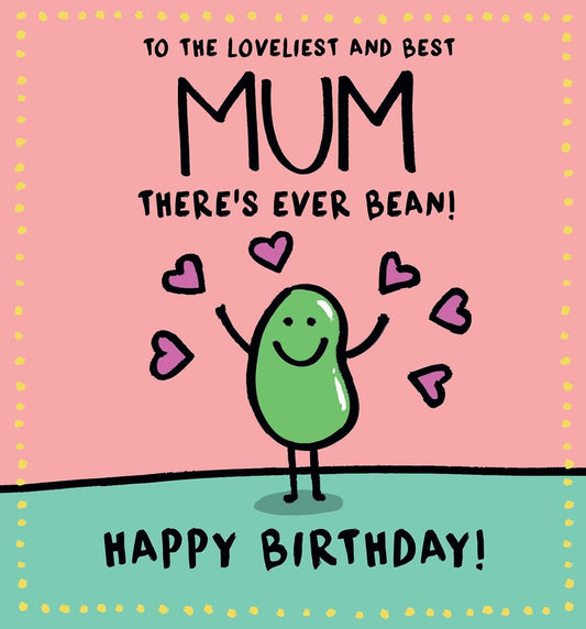 Lucilla Lavender Best Mum Birthday Card | Funny Human Bean Greeting Card