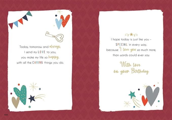 Special Fiance Birthday Card - Love Heart Padlocks and Key Embossed with a Foil Finish