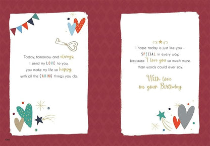 Special Fiance Birthday Card - Love Heart Padlocks and Key Embossed with a Foil Finish