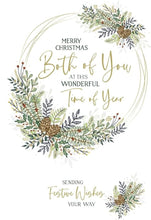 Load image into Gallery viewer, To Both Of You Christmas Card, Winter Floral Design, Gold Foiling, Festive Wishes
