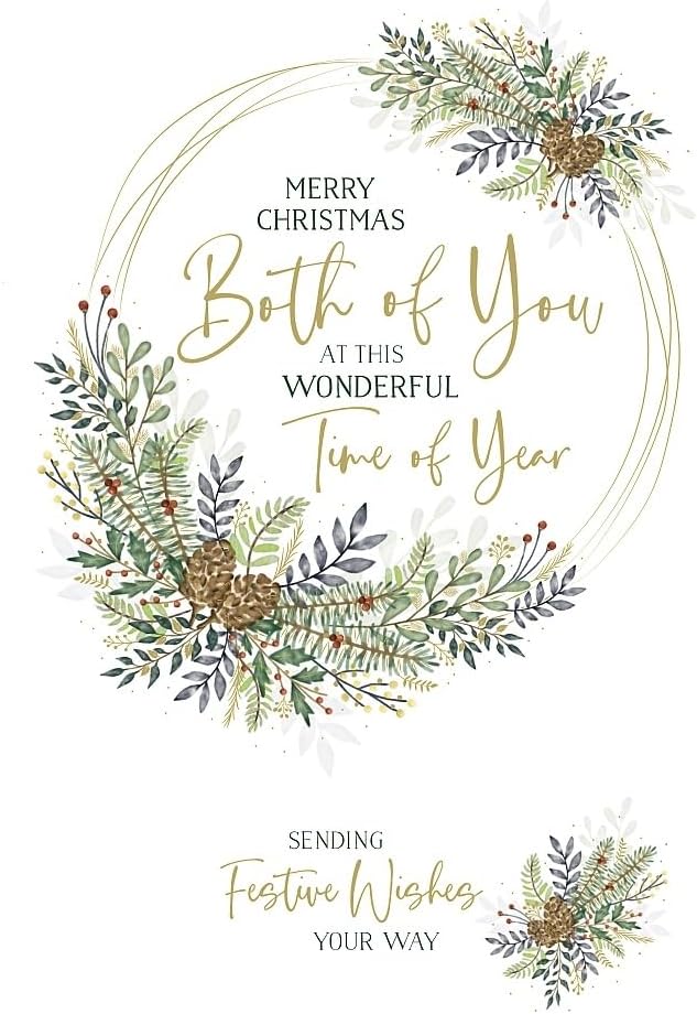 To Both Of You Christmas Card, Winter Floral Design, Gold Foiling, Festive Wishes